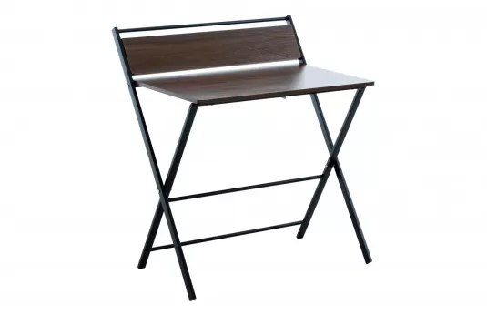 Składane biurko GRESH w stylu loft czarne nogi blat MDF brązowy