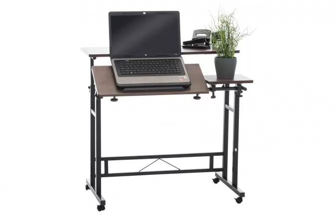 Biurko w stylu industrialnym TEL z pochylanym blatem dla laptopa komputer grafitowe