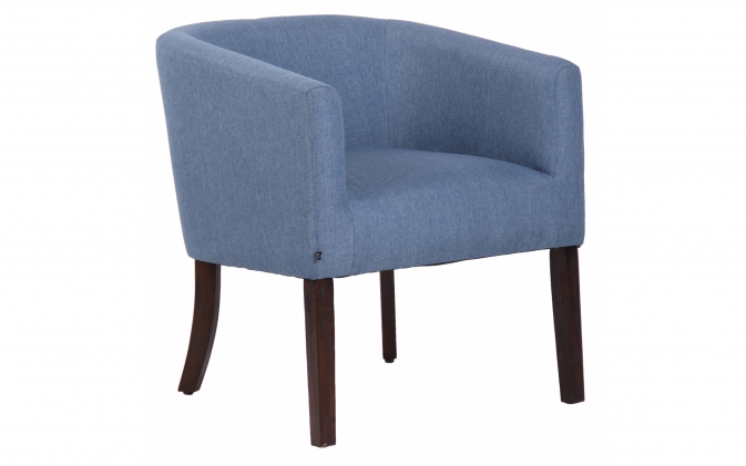 NIEBIESKI fotel wypoczynkowy nowoczesny nogi ciemne tapicerka materiałowa NEM