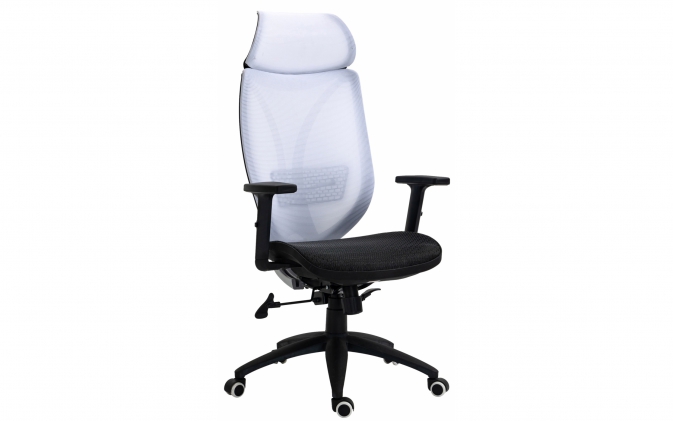 BIAŁY fotel biurowy ergonomiczny tilt siatkowy LIB