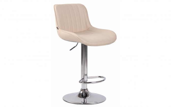 KREMOWY Hoker z oparciem LEN ekoskóra noga CHROM