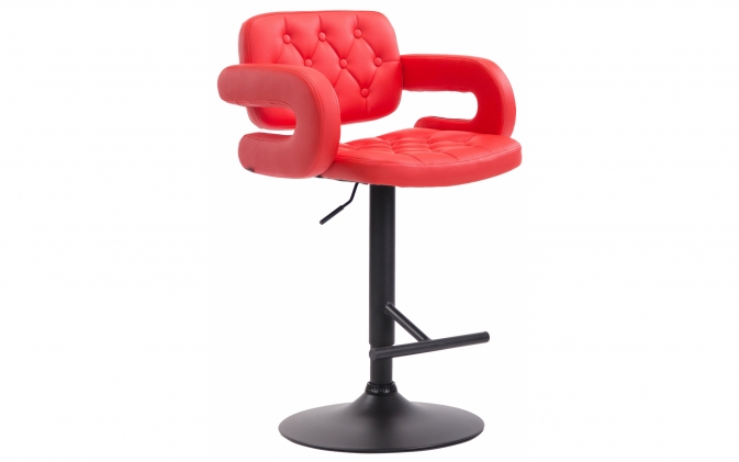 CZERWONY Hoker barowy z czarną nogą DUB tapicerka ekoskóra pikowana