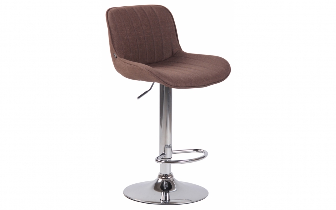 BRĄZOWY Hoker z oparciem LEN materiał noga CHROM