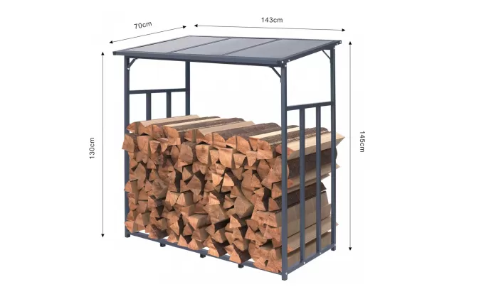 Zadaszenie na drewno kominkowe ciemnoszare 130x70x185 cm