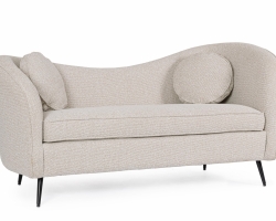 Beżowa sofa dwuosobowa CADDIS – drewno sosnowe, sklejka, poliester, pianka PU, nogi stalowe