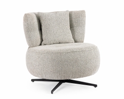 Jasnoszary fotel obrotowy GONNIE DOTTED tapicerka chenille i stalowa podstawa 360°