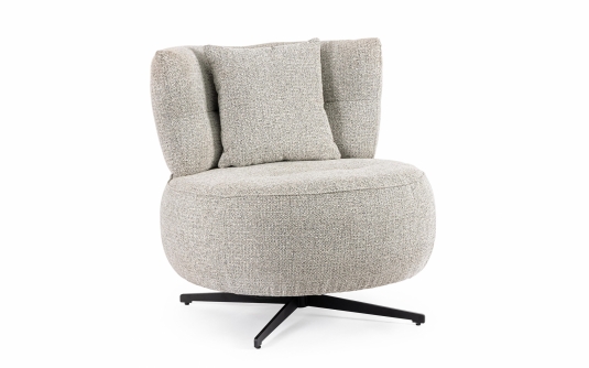 Jasnoszary fotel obrotowy GONNIE DOTTED tapicerka chenille i stalowa podstawa 360°
