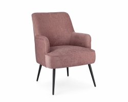 Różowy fotel ERNESTINE nowoczesny design, stalowe nogi i miękka tapicerka 