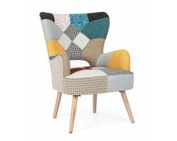 Fotel z wysokim oparciem patchwork GALATEA materiał