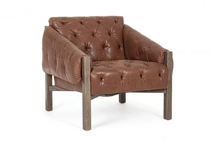 Brązowy ekskluzywny fotel vintage HARRISON bizotto brązowy