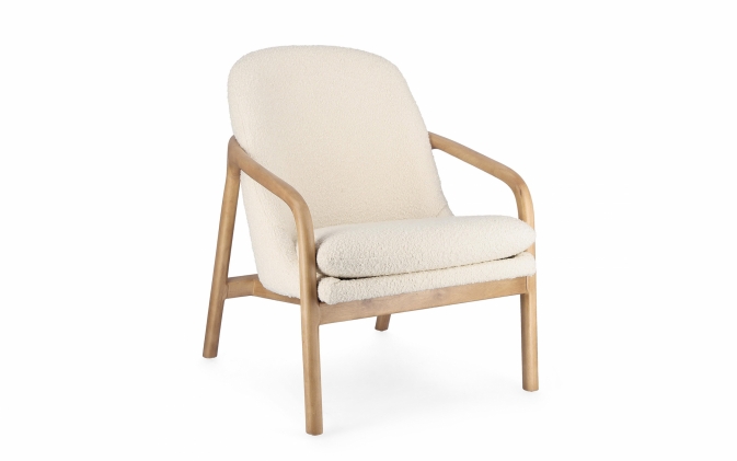 Kremowy fotel ELAIDE Bouclé – elegancki i wygodny fotel do salonu marki Bizzotto