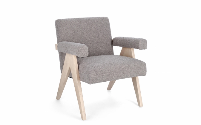 Szary fotel FAIZA Bizzotto – elegancki fotel w tkaninie do salonu