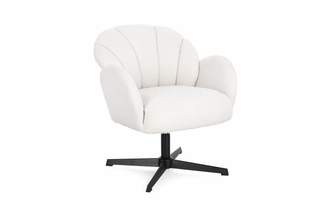 Biały fotel obrotowy CHLOE Bizzotto – nowoczesny fotel 360° z pianką PU i stalową podstawą