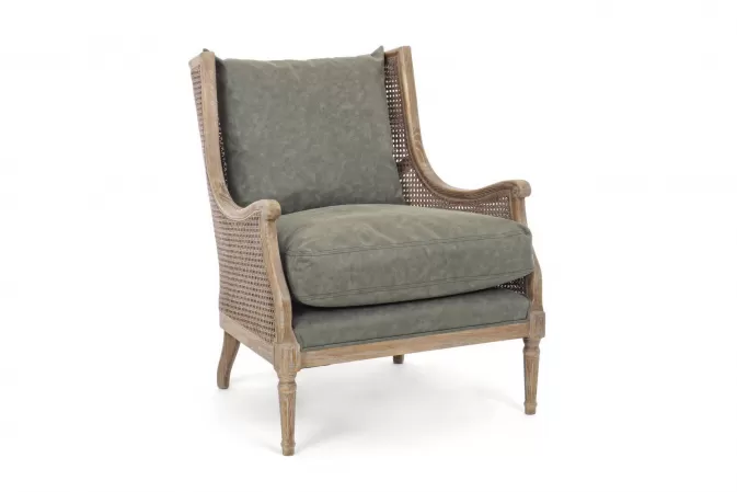Klasyczny fotel do salonu CAROLINA bizotto szaorzielony