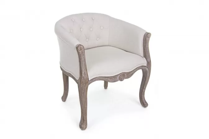 Beżowokremowy fotel w stylu ludwik xiv DIVA materiał
