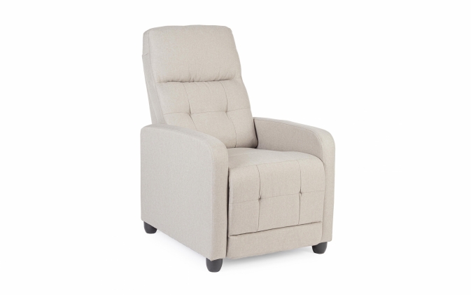 Beżowy fotel ANACLARA Reclining – rozkładany fotel wypoczynkowy z tkaniną lnianą od Bizzotto