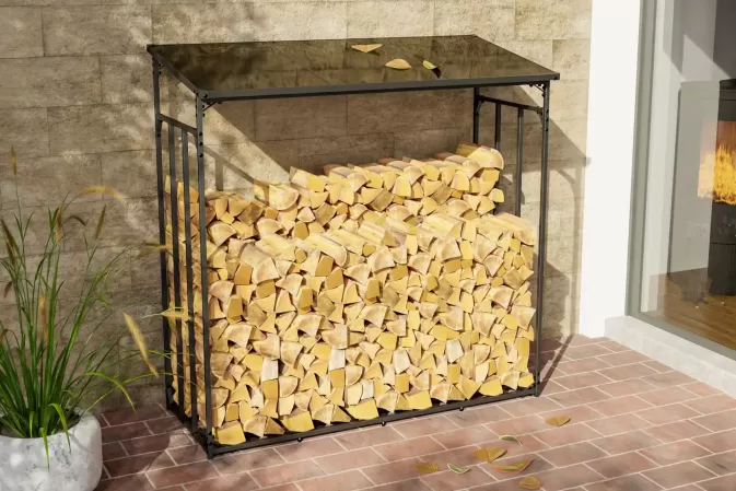 Wiata Zadaszenie metalowe na drewno opałowe kominkowe 165x70x165 cm