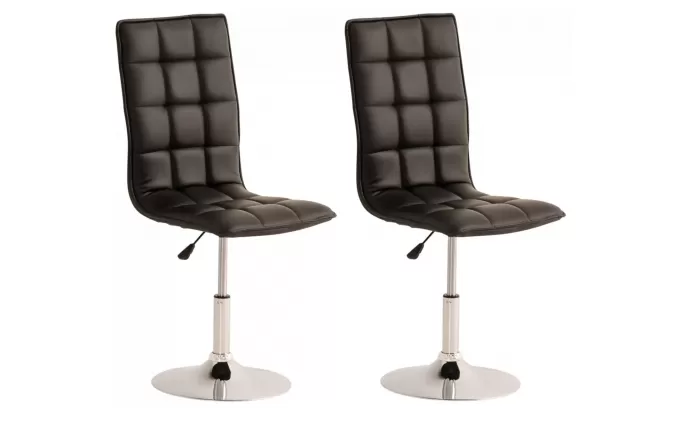 2x czarne krzesło obrotowe stołowe pikowane ekoskora PEK