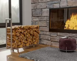 Stojak na drewno kominkowe stal nierdzewna DRK 122x30x91 cm