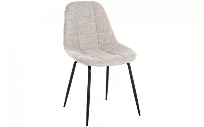 KREMOWE krzesło do jadalni TOM siedzisko materiałowe pikowane / nogi czarne