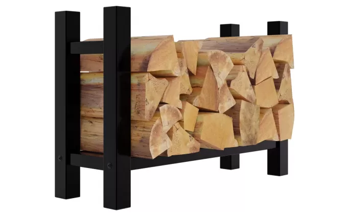 Stojak na drewno kominkowe 80x60x30 MED czarny noga przekrój kwadratowy