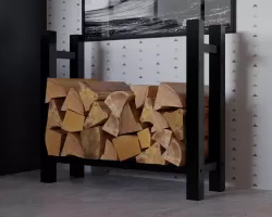Stojak na drewno kominkowe 80x80x30 MED czarny noga przekrój kwadratowy 