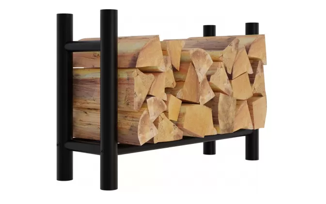 Stojak na drewno kominkowe czarny 60x80x30 cm MED profil okrągły