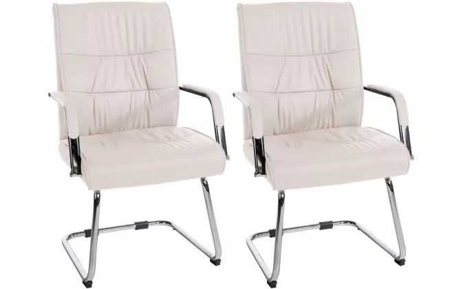 2x Kremowe krzesło konferencyjne SIV tapicerowane ekoskóra / płozy chrom