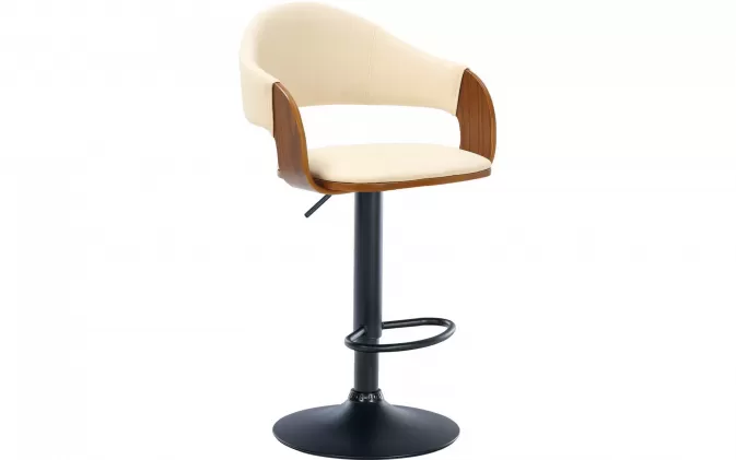 Hoker barowy NIL siedzisko gięte drewno orzech / kremowa tapicerka ekoskóra