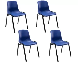 4x Krzesło sztaplowane konferencyjne NOWR siedzenie tworzywo NIEBIESKIE nogi czarne