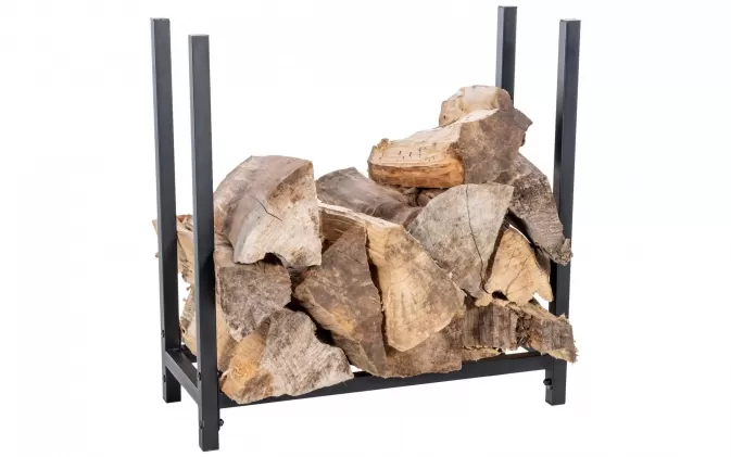 Stojak metalowy czarny na drewno kominkowe IRON 25x60x62 cm
