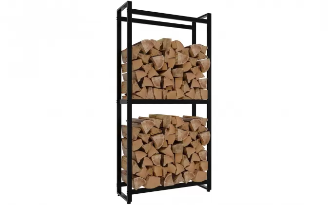 Czarny stojak na drewno kominkowe MORS 25x75x150 cm stal