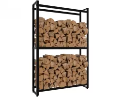 Czarny stojak na drewno kominkowe MORS 25x100x150 cm stal