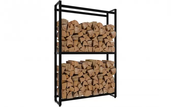 Czarny stojak na drewno kominkowe MORS 25x100x150 cm stal