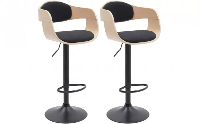 2x hoker KING gięte drewno naturalne siedzenie materiałowe czarne / noga czarna