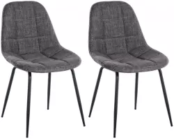 2x SZARE krzesło do jadalni TOM siedzisko materiałowe pikowane / nogi czarne