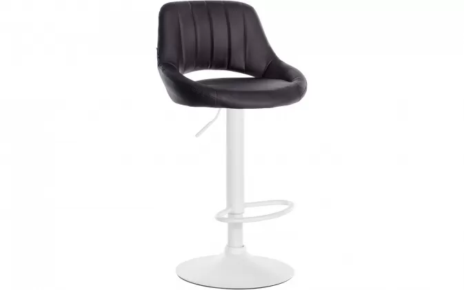 Hoker barowy MILET siedzenie oparcie ekoskóra BRĄZOWA / noga biała