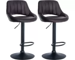 2x Hoker barowy MILET siedzenie oparcie ekoskóra BRĄZOWA / noga czarna