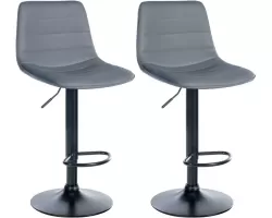 2x Hoker barowy LEX siedzenie oparcie ekoskóra SZARA / noga czarna