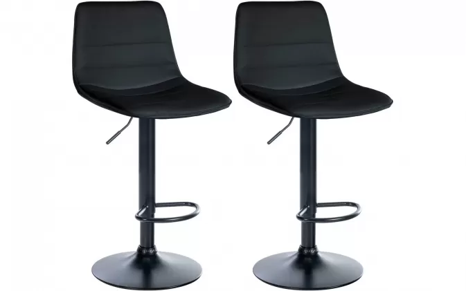 2x Hoker barowy LEX siedzenie oparcie ekoskóra CZARNA / noga czarna