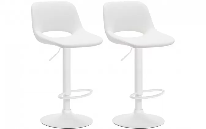 2x Hoker barowy obrotowy CAM siedzisko ekoskóra BIAŁA noga biała