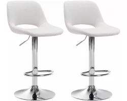 2x Hoker barowy obrotowy CAM siedzisko materiałowe KREMOWE noga chrom