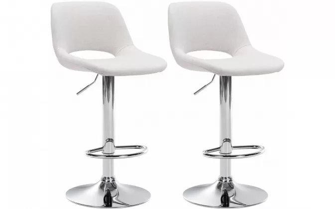 2x Hoker barowy obrotowy CAM siedzisko materiałowe KREMOWE noga chrom