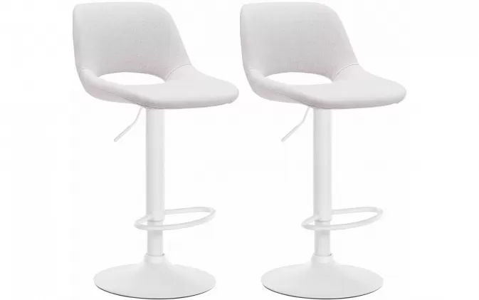 2x Hoker barowy obrotowy CAM siedzisko materiałowe KREMOWE noga biała