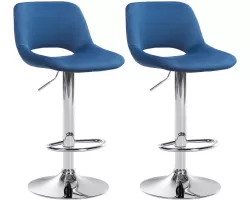 2x Hoker barowy obrotowy CAM siedzisko zamszowe NIEBIESKIE noga chrom