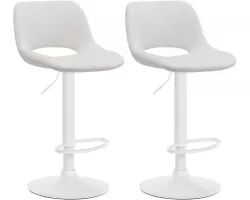 2x Hoker barowy obrotowy CAM siedzisko welurowe KREMOWE noga biała