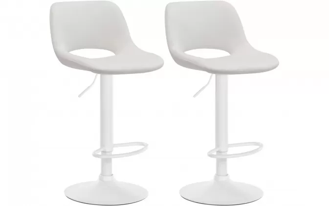 2x Hoker barowy obrotowy CAM siedzisko welurowe KREMOWE noga biała