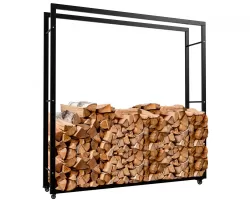 Stojak na kólkach na drewno kominkowe czarny stal KER 25x150x150 cm