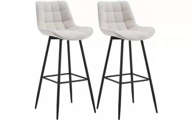 2x Stołek barowy DART siedzenie pikowane z oparciem KREMOWE nogi czarne