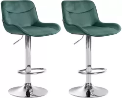 2x Hoker barowy VON siedzisko ZIELONE zamszowe / noga chrom